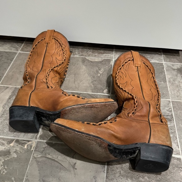 Dan Post Vintage Brown Western Leather Cowboy Boots Sz 8 Phoenix 26644 - Picture 8 of 13